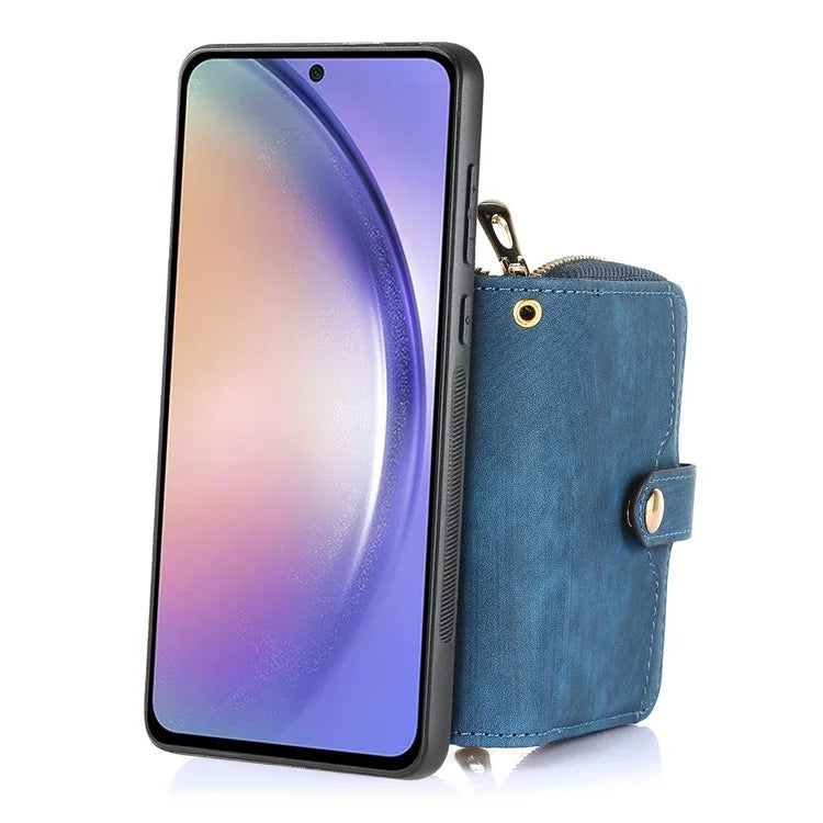D3 For Samsung Galaxy A25 5G (Global) (161.0 x 76.5 x 8.3mm) Phone Case Zipper Wallet Leather+TPU+PC Cover