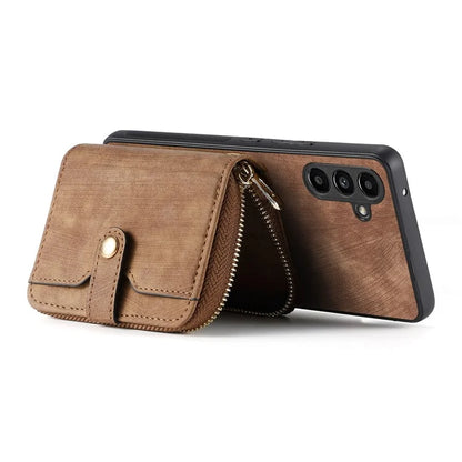 D3 For Samsung Galaxy A25 5G (Global) (161.0 x 76.5 x 8.3mm) Phone Case Zipper Wallet Leather+TPU+PC Cover