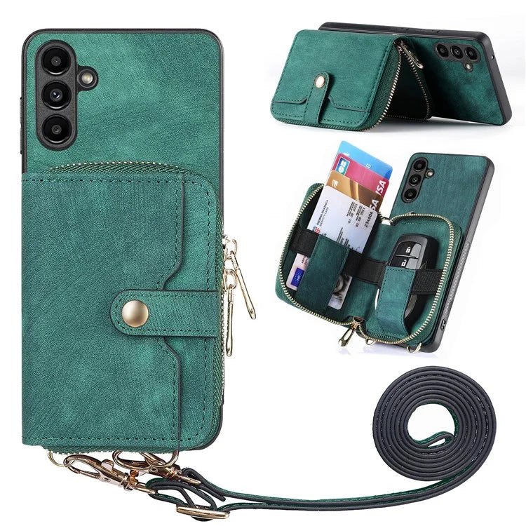 D3 For Samsung Galaxy A25 5G (Global) (161.0 x 76.5 x 8.3mm) Phone Case Zipper Wallet Leather+TPU+PC Cover