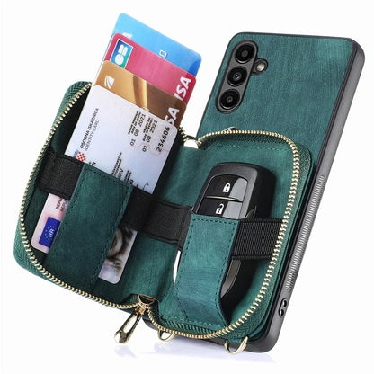D3 For Samsung Galaxy A25 5G (Global) (161.0 x 76.5 x 8.3mm) Phone Case Zipper Wallet Leather+TPU+PC Cover