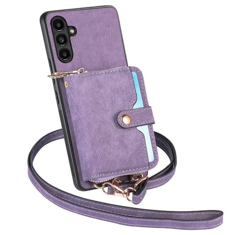 D3 For Samsung Galaxy A25 5G (Global) (161.0 x 76.5 x 8.3mm) Phone Case Zipper Wallet Leather+TPU+PC Cover