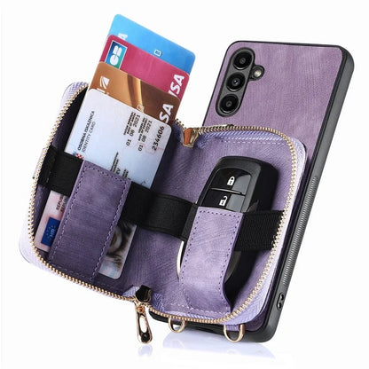 D3 For Samsung Galaxy A25 5G (Global) (161.0 x 76.5 x 8.3mm) Phone Case Zipper Wallet Leather+TPU+PC Cover