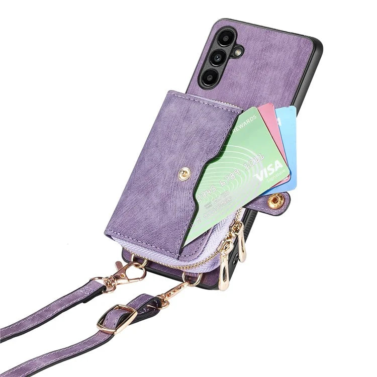 D3 For Samsung Galaxy A25 5G (Global) (161.0 x 76.5 x 8.3mm) Phone Case Zipper Wallet Leather+TPU+PC Cover