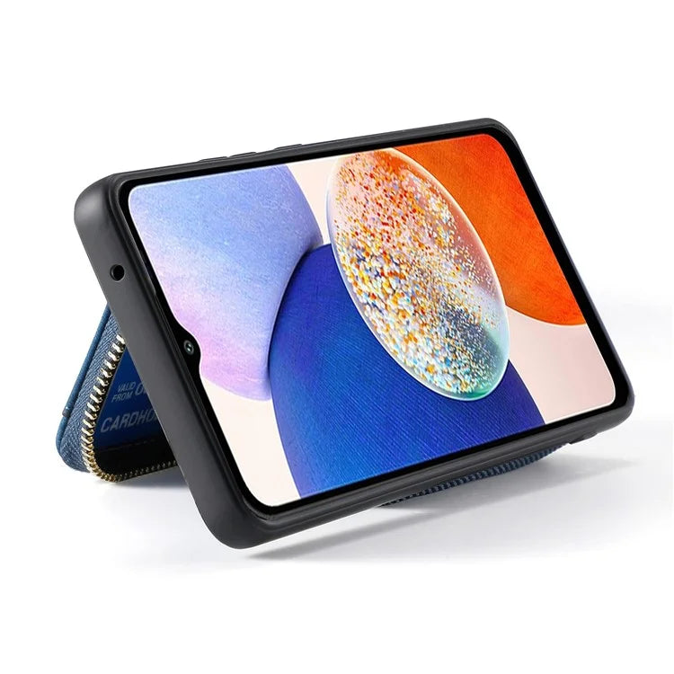 D3 For Samsung Galaxy A24 4G (162.1 x 77.6 x 8.3mm) Leather Case Zipper Wallet Retro Protective Cover