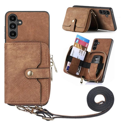 D3 For Samsung Galaxy A24 4G (162.1 x 77.6 x 8.3mm) Leather Case Zipper Wallet Retro Protective Cover