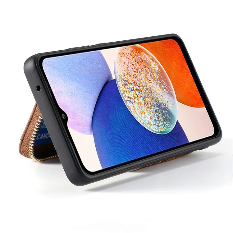 D3 For Samsung Galaxy A24 4G (162.1 x 77.6 x 8.3mm) Leather Case Zipper Wallet Retro Protective Cover