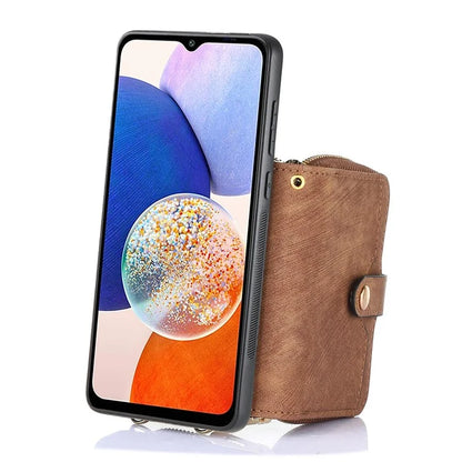 D3 For Samsung Galaxy A24 4G (162.1 x 77.6 x 8.3mm) Leather Case Zipper Wallet Retro Protective Cover
