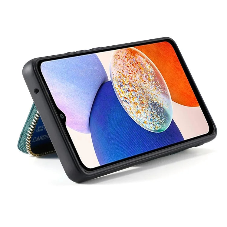 D3 For Samsung Galaxy A24 4G (162.1 x 77.6 x 8.3mm) Leather Case Zipper Wallet Retro Protective Cover