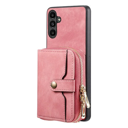 D3 For Samsung Galaxy A24 4G (162.1 x 77.6 x 8.3mm) Leather Case Zipper Wallet Retro Protective Cover