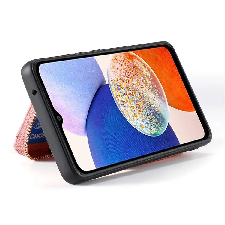 D3 For Samsung Galaxy A24 4G (162.1 x 77.6 x 8.3mm) Leather Case Zipper Wallet Retro Protective Cover