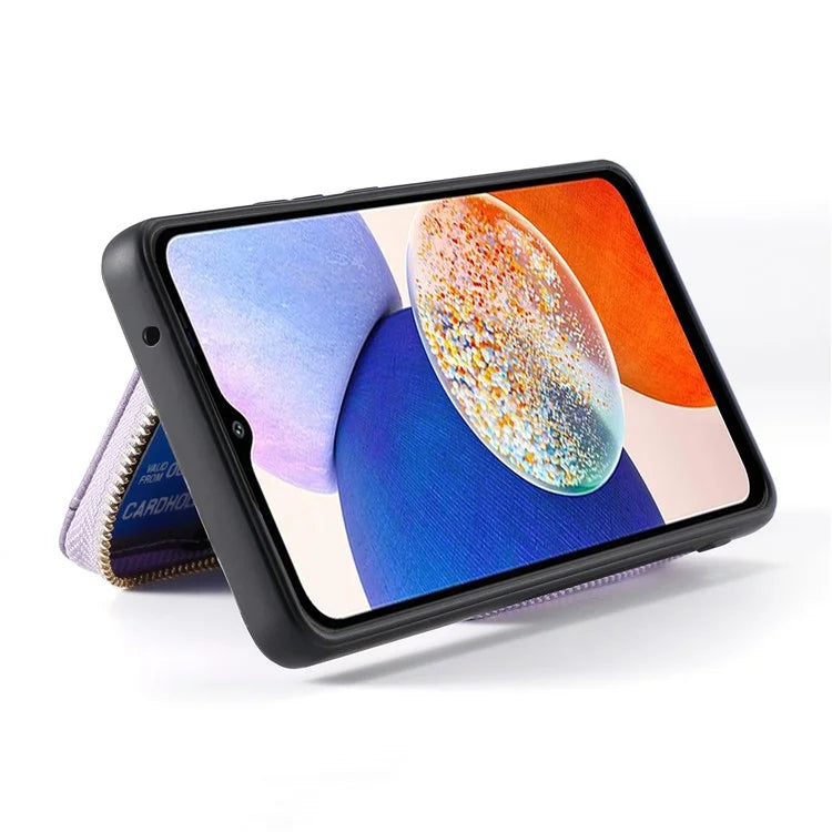 D3 For Samsung Galaxy A24 4G (162.1 x 77.6 x 8.3mm) Leather Case Zipper Wallet Retro Protective Cover