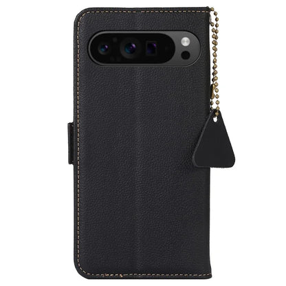 TJ For Google Pixel 9 Pro XL RFID Blocking Case Genuine Cow Leather Flip Phone Cover
