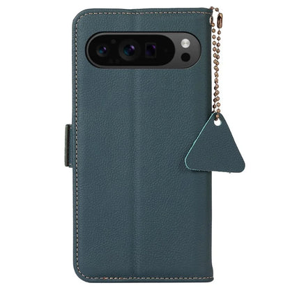 TJ For Google Pixel 9 Pro XL RFID Blocking Case Genuine Cow Leather Flip Phone Cover