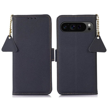 TJ For Google Pixel 9 Pro XL RFID Blocking Case Genuine Cow Leather Flip Phone Cover