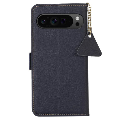 TJ For Google Pixel 9 Pro XL RFID Blocking Case Genuine Cow Leather Flip Phone Cover