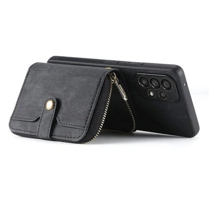 D3 For Samsung Galaxy A13 4G Shockproof Cover PU Leather+PC+TPU Phone Case Kickstand Zipper Wallet