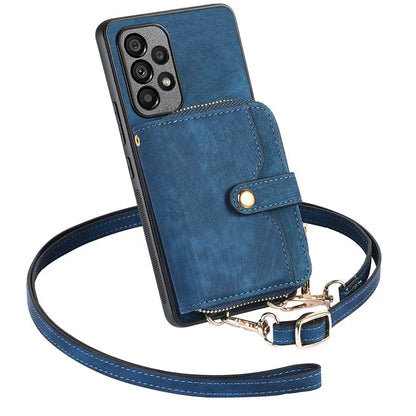 D3 For Samsung Galaxy A13 4G Shockproof Cover PU Leather+PC+TPU Phone Case Kickstand Zipper Wallet