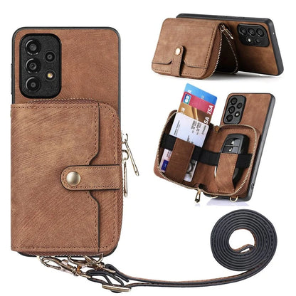 D3 For Samsung Galaxy A13 4G Shockproof Cover PU Leather+PC+TPU Phone Case Kickstand Zipper Wallet