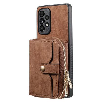 D3 For Samsung Galaxy A13 4G Shockproof Cover PU Leather+PC+TPU Phone Case Kickstand Zipper Wallet