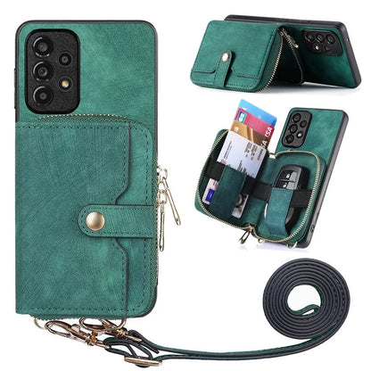 D3 For Samsung Galaxy A13 4G Shockproof Cover PU Leather+PC+TPU Phone Case Kickstand Zipper Wallet