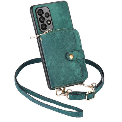 D3 For Samsung Galaxy A13 4G Shockproof Cover PU Leather+PC+TPU Phone Case Kickstand Zipper Wallet