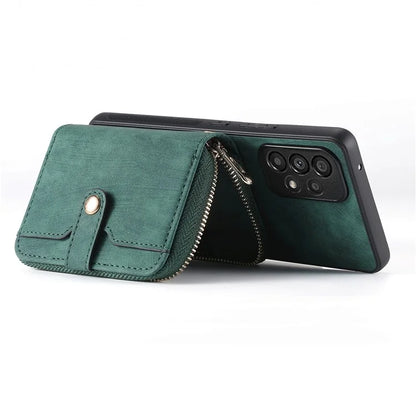 D3 For Samsung Galaxy A13 4G Shockproof Cover PU Leather+PC+TPU Phone Case Kickstand Zipper Wallet