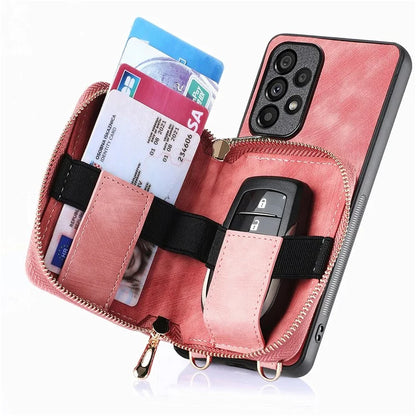 D3 For Samsung Galaxy A13 4G Shockproof Cover PU Leather+PC+TPU Phone Case Kickstand Zipper Wallet