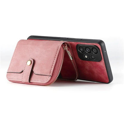 D3 For Samsung Galaxy A13 4G Shockproof Cover PU Leather+PC+TPU Phone Case Kickstand Zipper Wallet