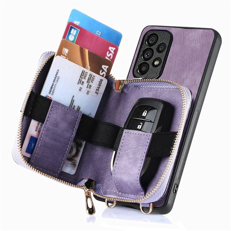 D3 For Samsung Galaxy A13 4G Shockproof Cover PU Leather+PC+TPU Phone Case Kickstand Zipper Wallet