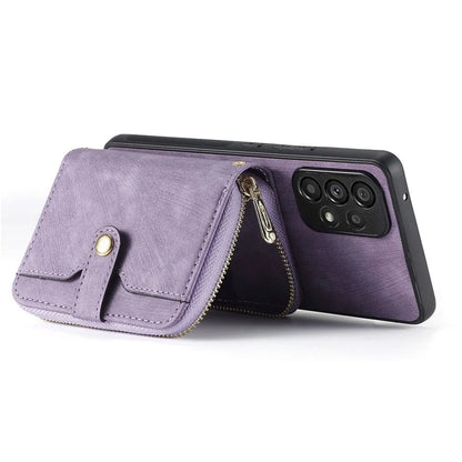 D3 For Samsung Galaxy A13 4G Shockproof Cover PU Leather+PC+TPU Phone Case Kickstand Zipper Wallet