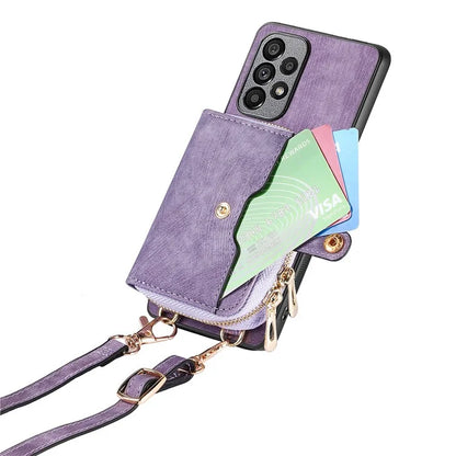 D3 For Samsung Galaxy A13 4G Shockproof Cover PU Leather+PC+TPU Phone Case Kickstand Zipper Wallet