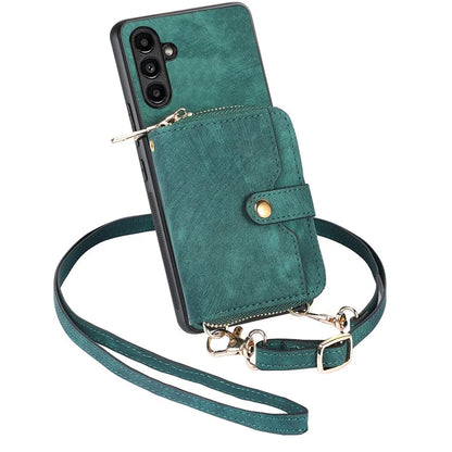D3 for Samsung Galaxy A34 5G Zipper Pocket Case Leather+TPU+PC Crossbody Phone Cover