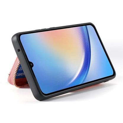 D3 for Samsung Galaxy A34 5G Zipper Pocket Case Leather+TPU+PC Crossbody Phone Cover
