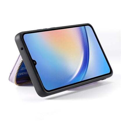 D3 for Samsung Galaxy A34 5G Zipper Pocket Case Leather+TPU+PC Crossbody Phone Cover