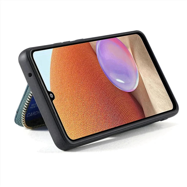 D3 For Samsung Galaxy A53 5G Case Zipper Wallet Retro Leather Coated Back Cover with Shoulder Strap