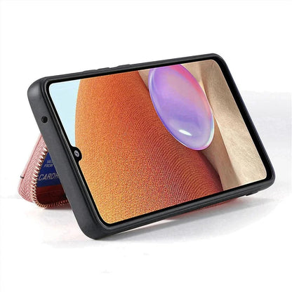 D3 For Samsung Galaxy A53 5G Case Zipper Wallet Retro Leather Coated Back Cover with Shoulder Strap