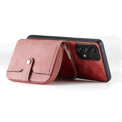 D3 For Samsung Galaxy A53 5G Case Zipper Wallet Retro Leather Coated Back Cover with Shoulder Strap