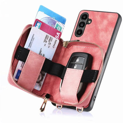 D3 For Samsung Galaxy A35 5G Anti-Scratch Shell PU Leather+PC+TPU Phone Case Zipper Wallet Retro Cover