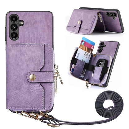 D3 For Samsung Galaxy A35 5G Anti-Scratch Shell PU Leather+PC+TPU Phone Case Zipper Wallet Retro Cover