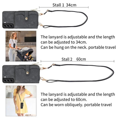 D3 for Samsung Galaxy S22+ 5G Zipper Pocket Crossbody Case Leather+TPU+PC Phone Cover