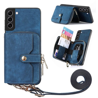 D3 for Samsung Galaxy S22+ 5G Zipper Pocket Crossbody Case Leather+TPU+PC Phone Cover