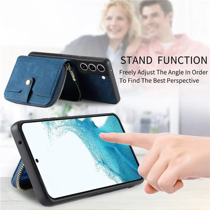 D3 for Samsung Galaxy S22+ 5G Zipper Pocket Crossbody Case Leather+TPU+PC Phone Cover