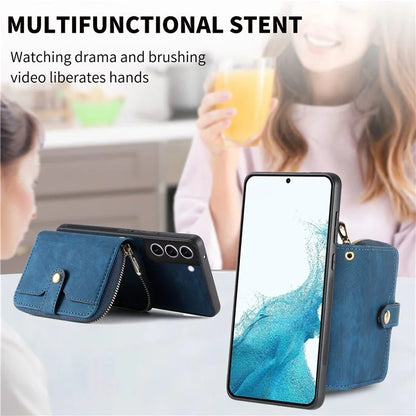 D3 for Samsung Galaxy S22+ 5G Zipper Pocket Crossbody Case Leather+TPU+PC Phone Cover
