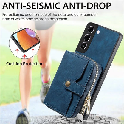 D3 for Samsung Galaxy S22+ 5G Zipper Pocket Crossbody Case Leather+TPU+PC Phone Cover