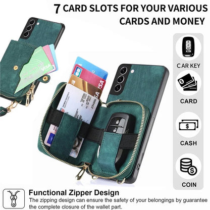 D3 for Samsung Galaxy S22+ 5G Zipper Pocket Crossbody Case Leather+TPU+PC Phone Cover