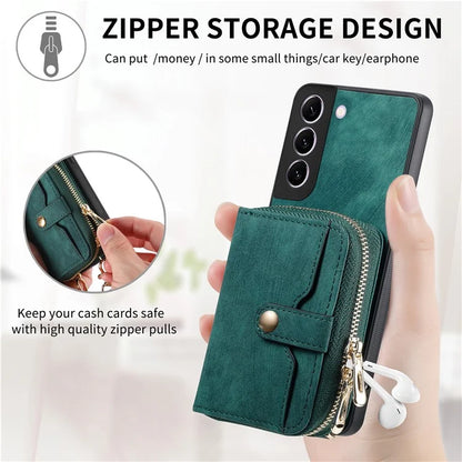 D3 for Samsung Galaxy S22+ 5G Zipper Pocket Crossbody Case Leather+TPU+PC Phone Cover