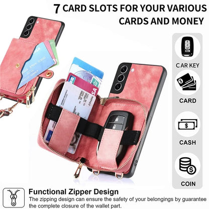 D3 for Samsung Galaxy S22+ 5G Zipper Pocket Crossbody Case Leather+TPU+PC Phone Cover