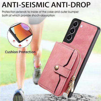 D3 for Samsung Galaxy S22+ 5G Zipper Pocket Crossbody Case Leather+TPU+PC Phone Cover