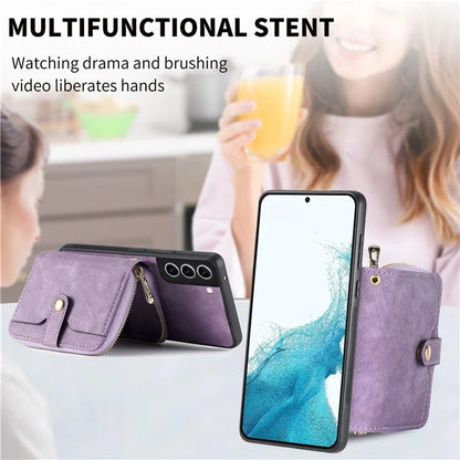 D3 for Samsung Galaxy S22+ 5G Zipper Pocket Crossbody Case Leather+TPU+PC Phone Cover