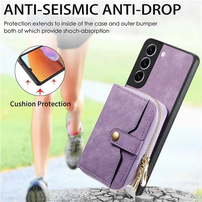 D3 for Samsung Galaxy S22+ 5G Zipper Pocket Crossbody Case Leather+TPU+PC Phone Cover